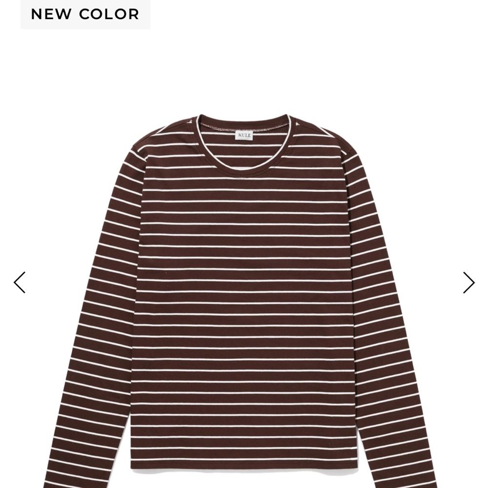 KULE Brown and White Striped Long Sleeve Tee